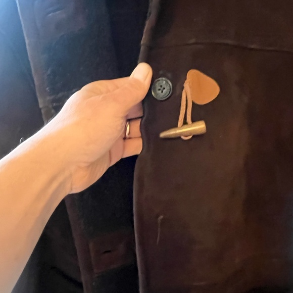 Polo Ralph Lauren Shearling Coat VTG 1987 Suede Leather Dark Brown Medium - Picture 12 of 15